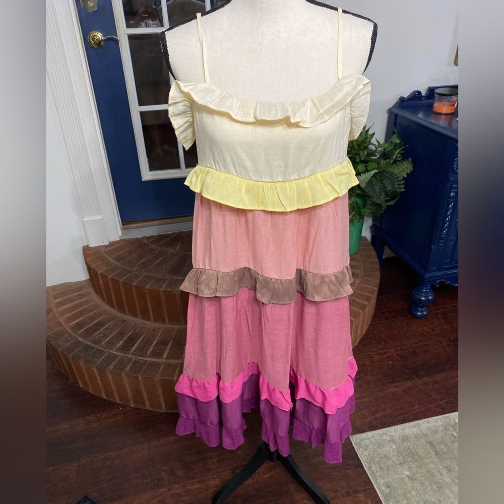 Umgee colorblock tiered boho dress size medium - Picture 5 of 9